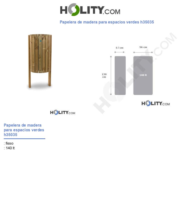 Papelera de madera para espacios verdes h35035