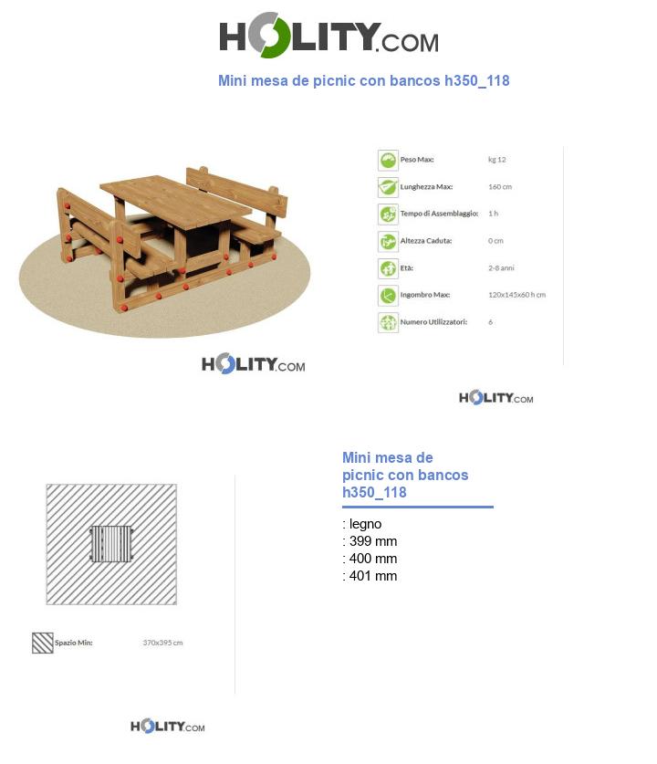 Mini mesa de picnic con bancos h350_118
