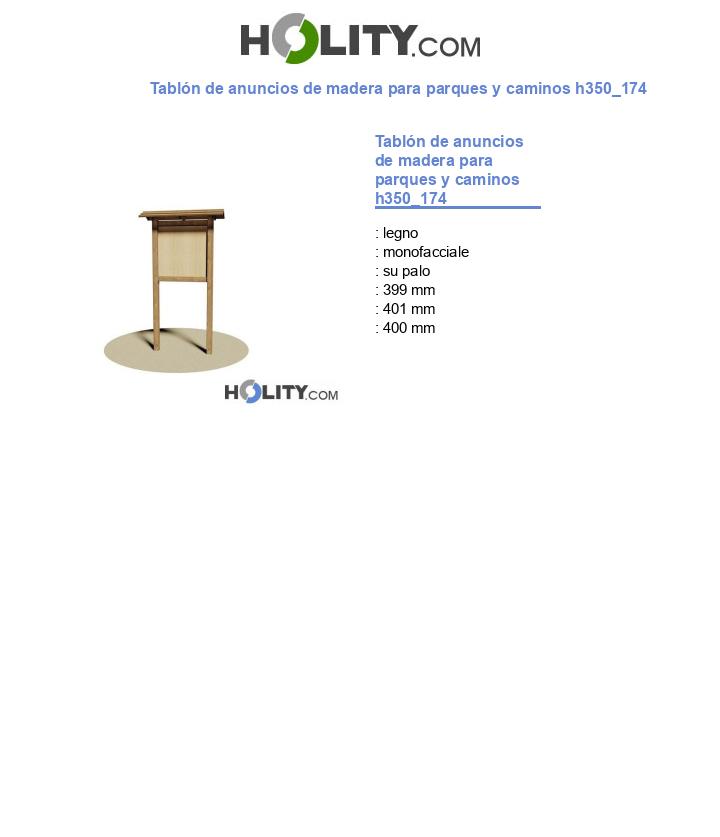 Tablón de anuncios de madera para parques y caminos h350_174