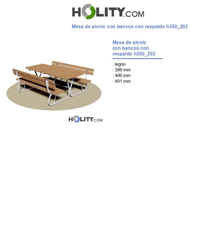 Mesa de picnic con bancos con respaldo h350_202