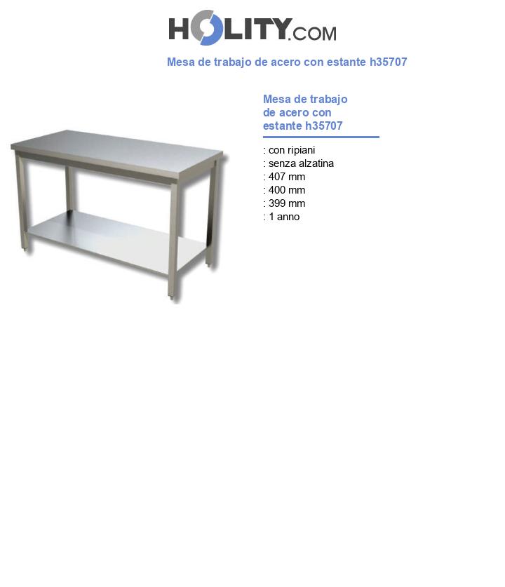 Mesa de trabajo de acero con estante h35707