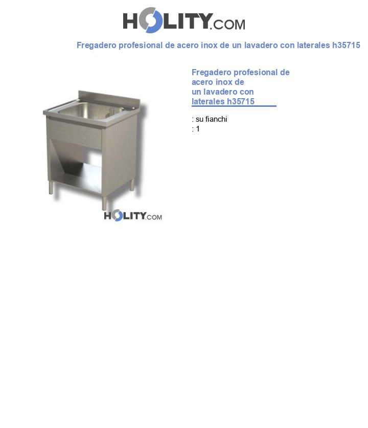 Fregadero profesional de acero inox de un lavadero con laterales h35715