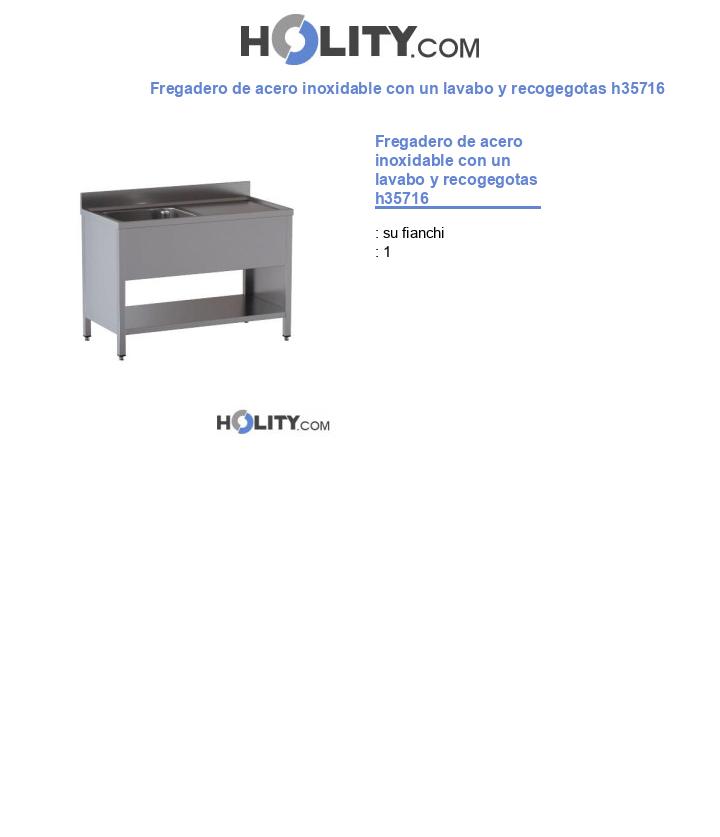 Fregadero de acero inoxidable con un lavabo y recogegotas h35716