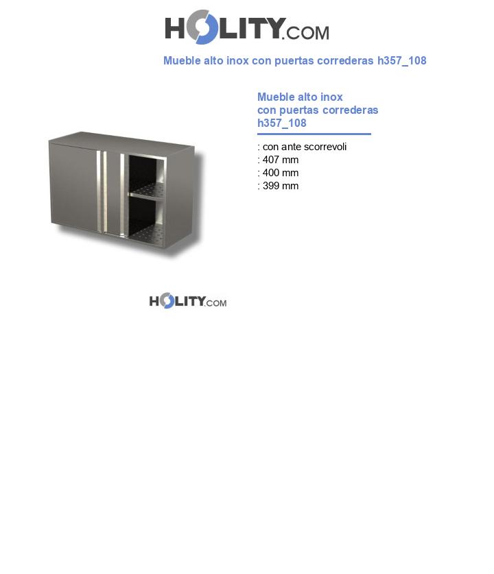 Mueble alto inox con puertas correderas h357_108