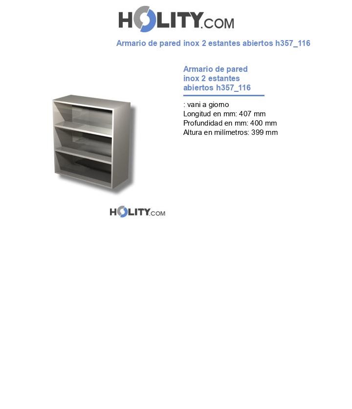 Armario de pared inox 2 estantes abiertos h357_116