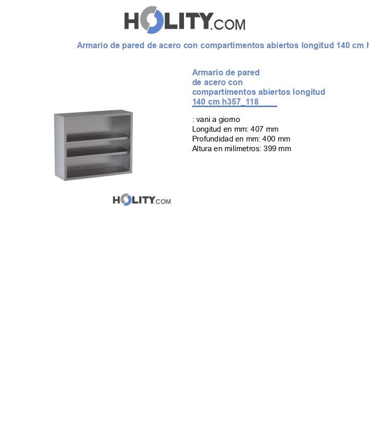 Armario de pared de acero con compartimentos abiertos longitud 140 cm h357_118