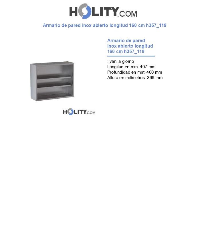 Armario de pared inox abierto longitud 160 cm h357_119