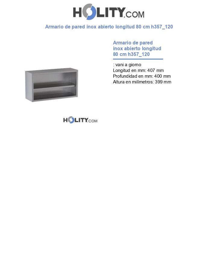 Armario de pared inox abierto longitud 80 cm h357_120