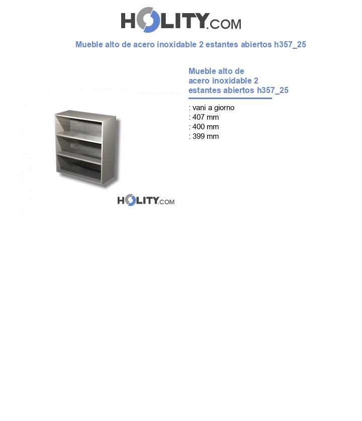 Mueble alto de acero inoxidable 2 estantes abiertos h357_25