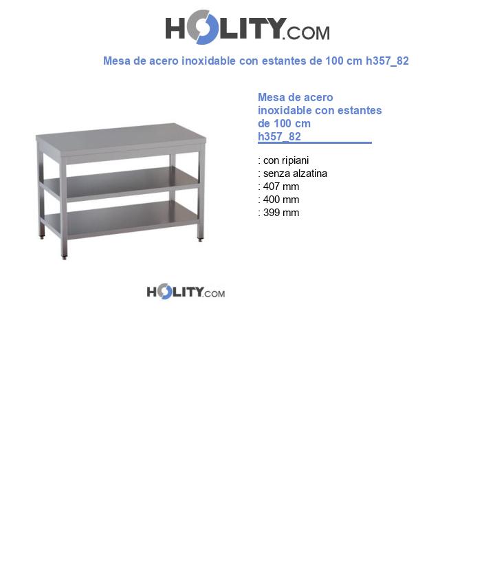 Mesa de acero inoxidable con estantes de 100 cm h357_82