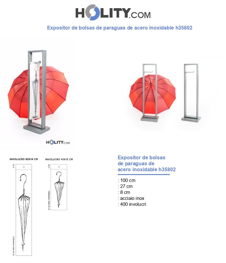 Expositor de bolsas de paraguas de acero inoxidable h35802