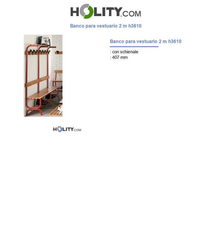 Banco para vestuario 2 m h3610