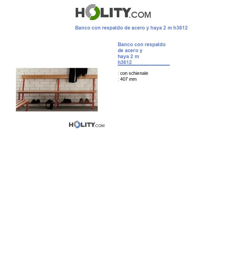 Banco con respaldo de acero y haya 2 m h3612
