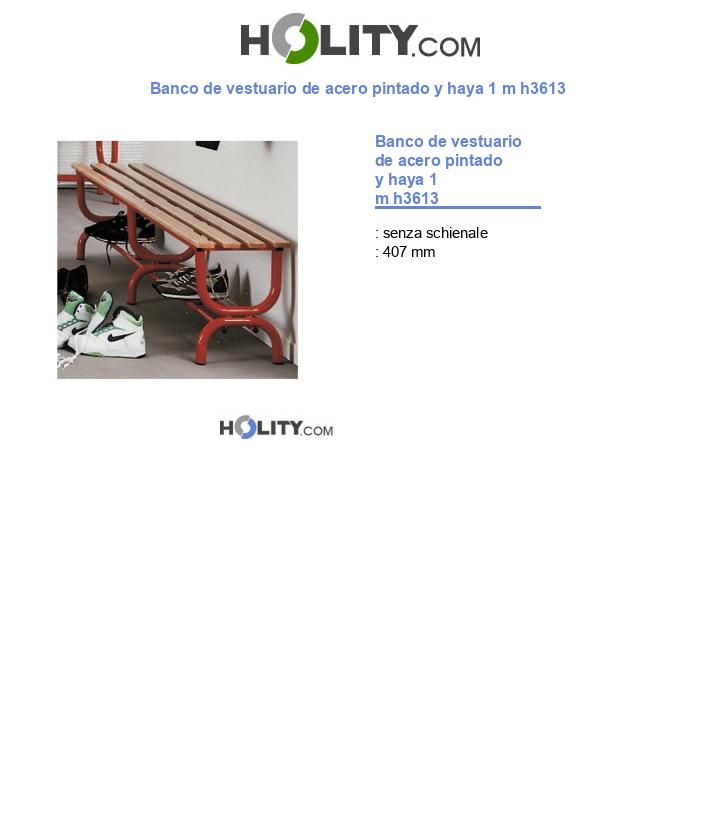 Banco de vestuario de acero pintado y haya 1 m h3613