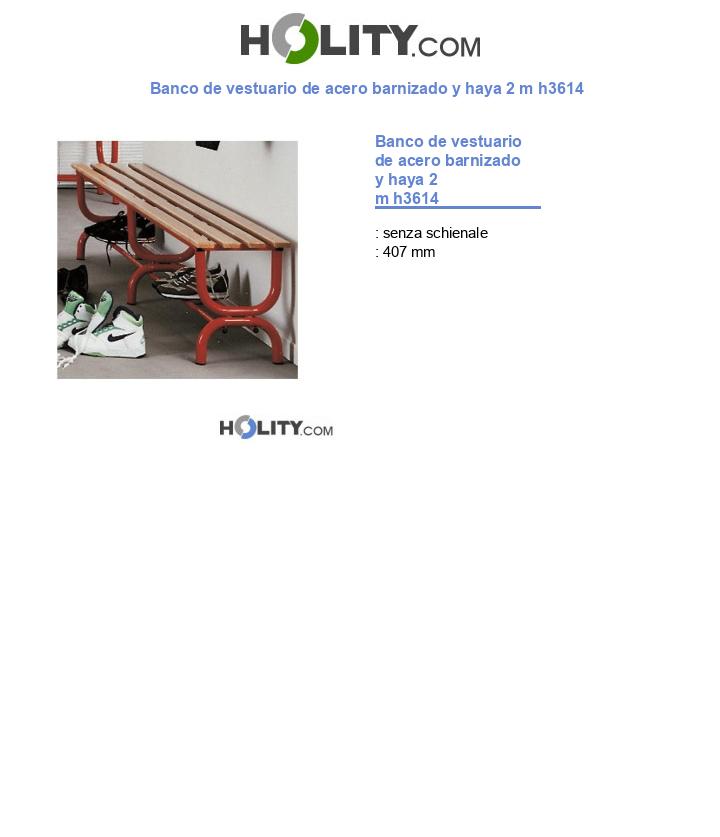 Banco de vestuario de acero barnizado y haya 2 m h3614
