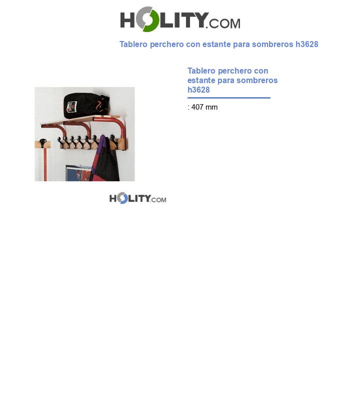 Tablero perchero con estante para sombreros h3628