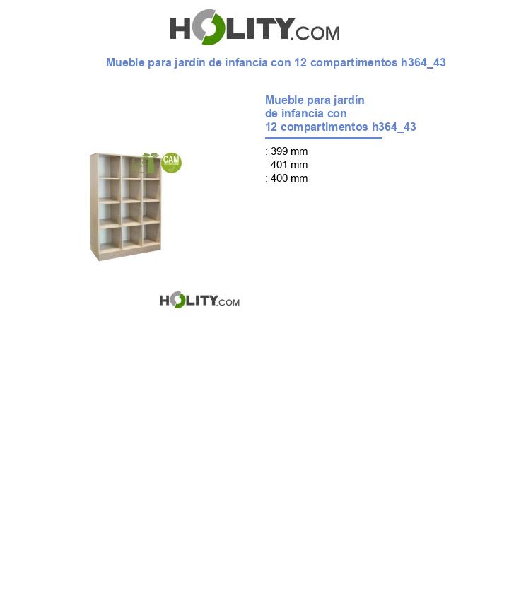 Mueble para jardín de infancia con 12 compartimentos h364_43