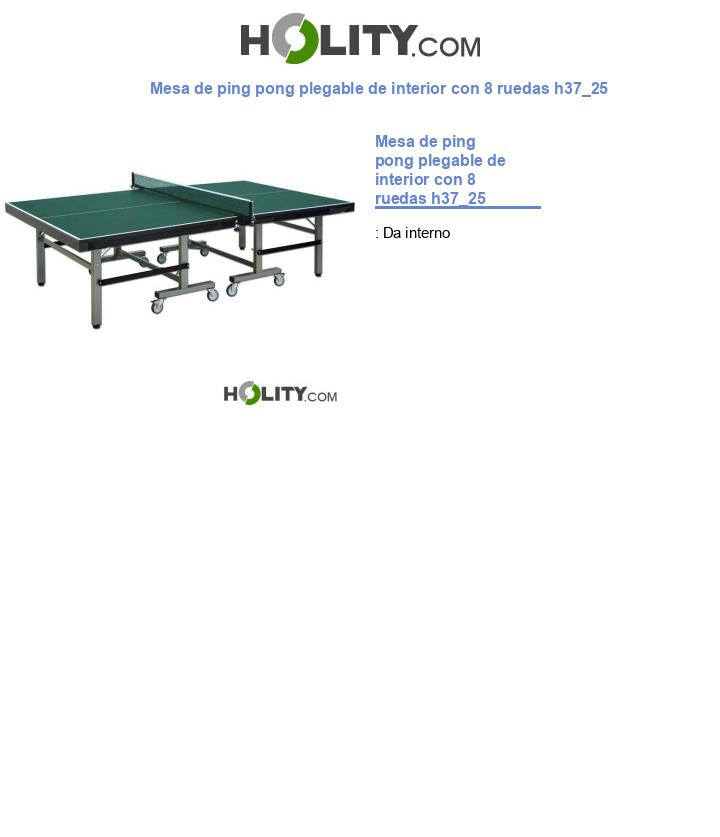 Mesa de ping pong plegable de interior con 8 ruedas h37_25