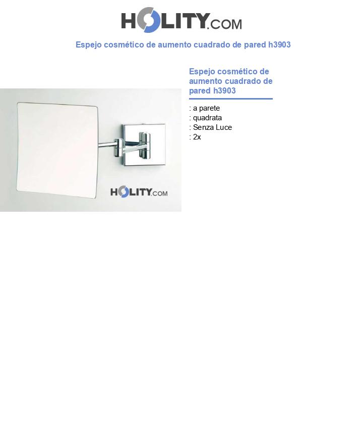 Espejo cosmético de aumento cuadrado de pared h3903