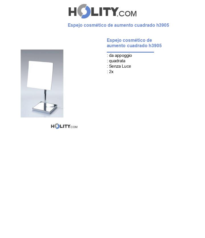 Espejo cosmético de aumento cuadrado h3905