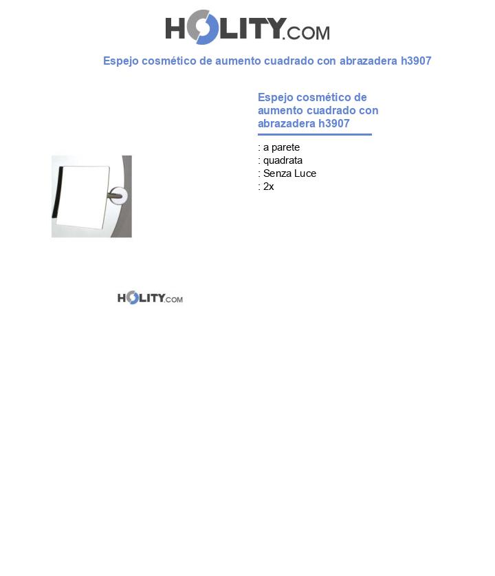 Espejo cosmético de aumento cuadrado con abrazadera h3907