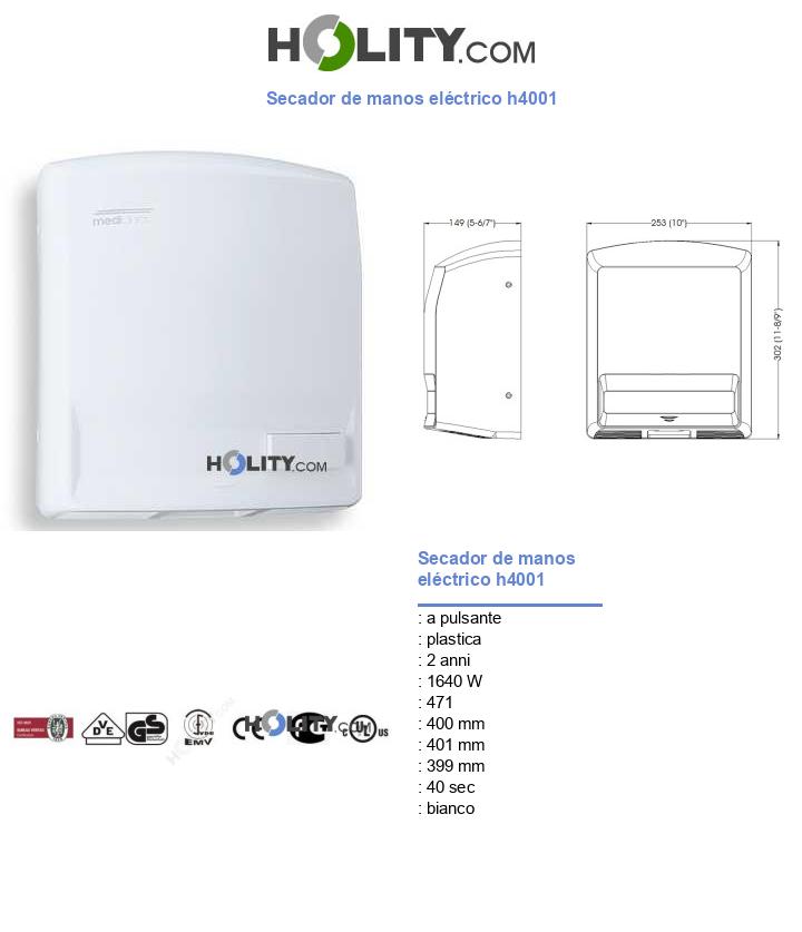 Secador de manos eléctrico h4001