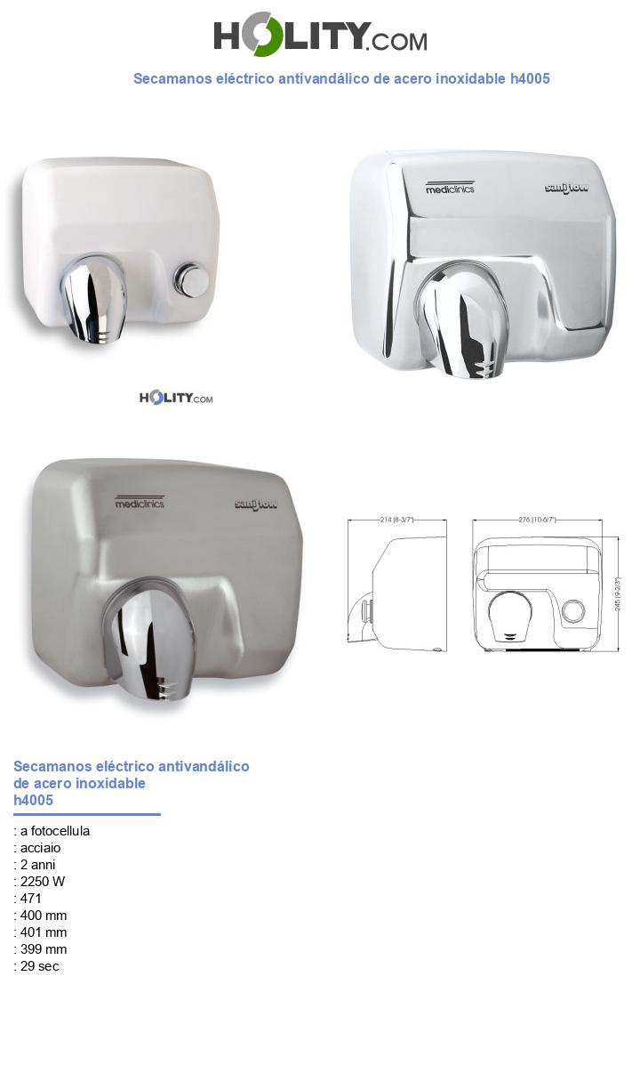 Secamanos eléctrico antivandálico de acero inoxidable h4005