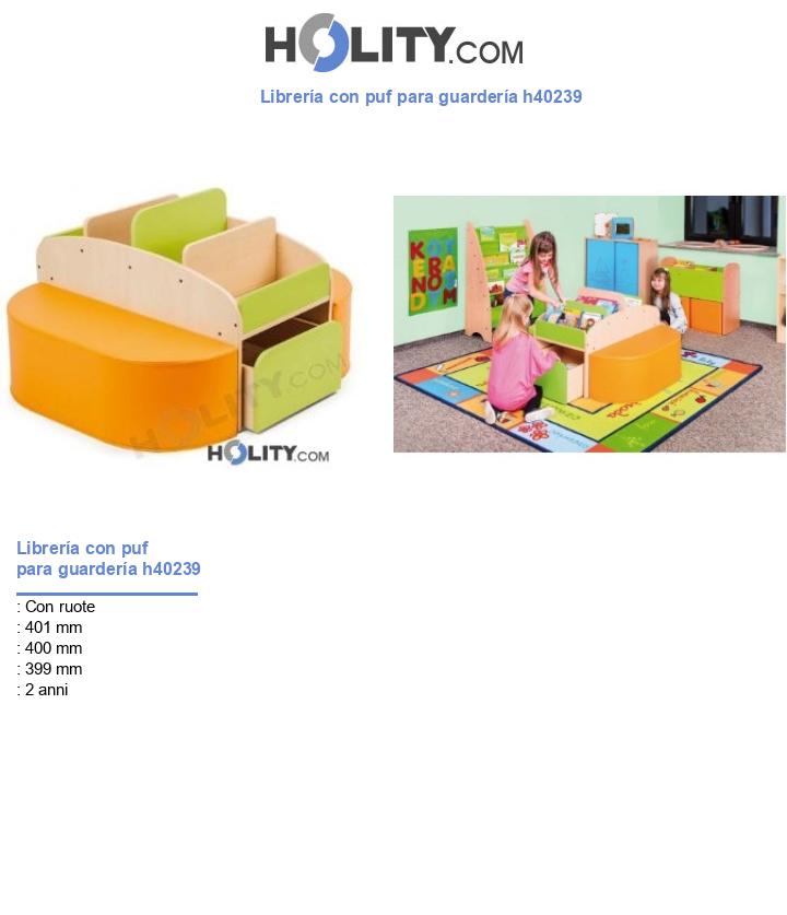 Librería con puf para guardería h40239