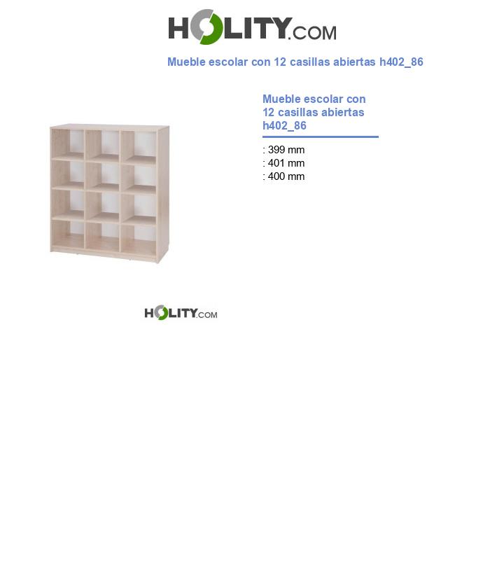Mueble escolar con 12 casillas abiertas h402_86