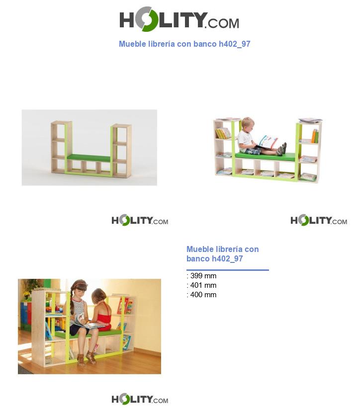 Mueble librería con banco h402_97