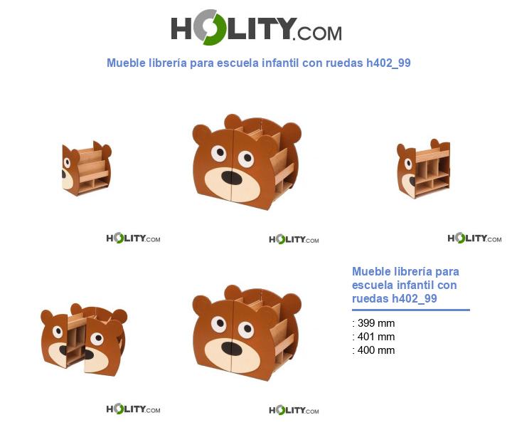 Mueble librería para escuela infantil con ruedas h402_99