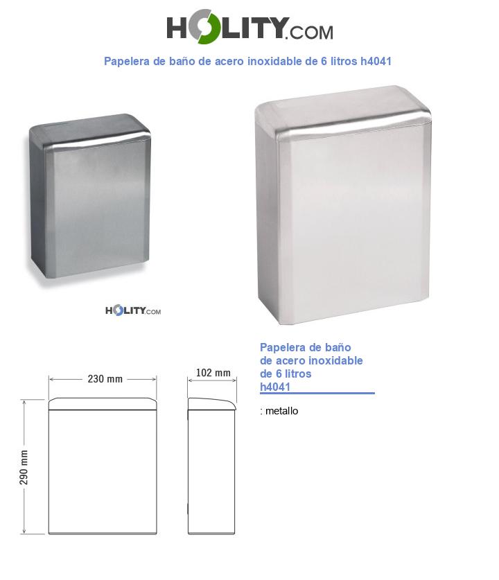 Papelera de baño de acero inoxidable de 6 litros h4041