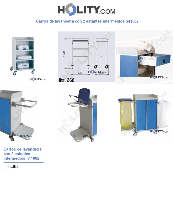 Carros de lavandería con 2 estantes intermedios h41002