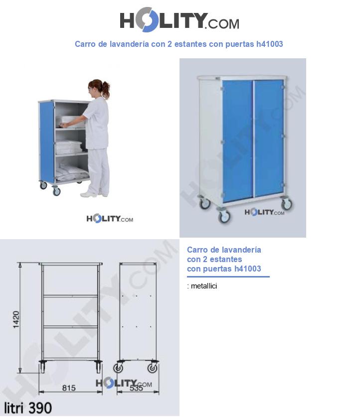 Carro de lavandería con 2 estantes con puertas h41003