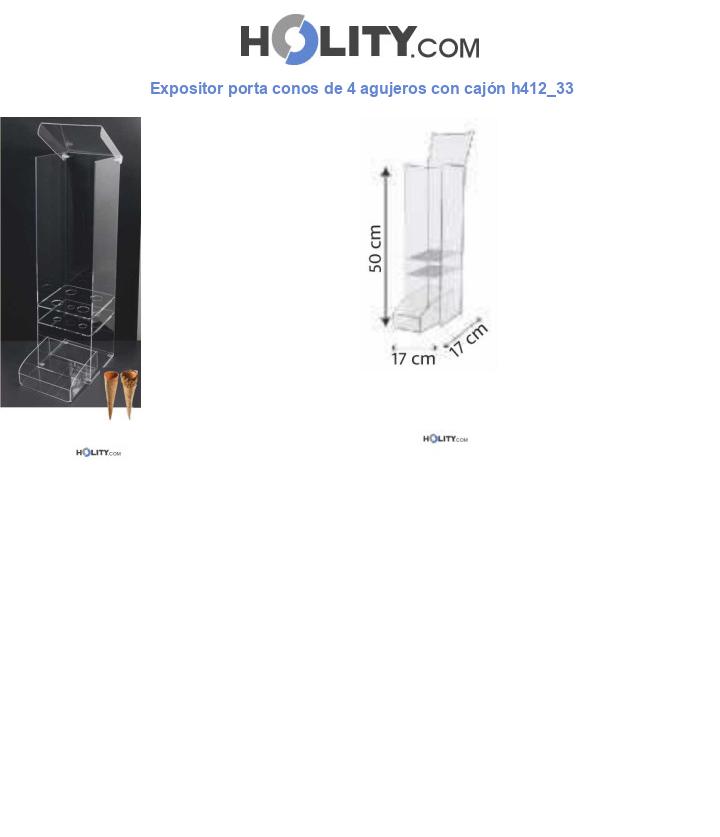 Expositor porta conos de 4 agujeros con cajón h412_33