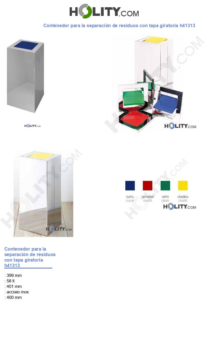 Contenedor para la separación de residuos con tapa giratoria h41313