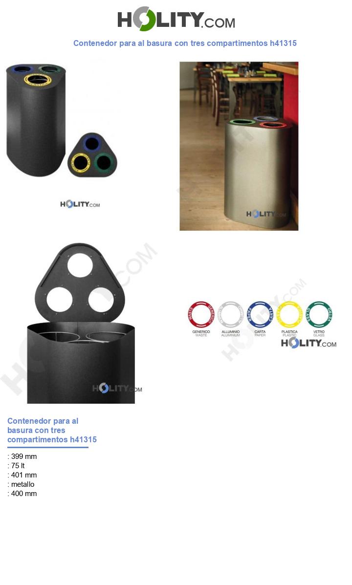 Contenedor para al basura con tres compartimentos h41315