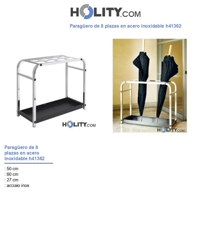 Paragüero de 8 plazas en acero inoxidable h41362