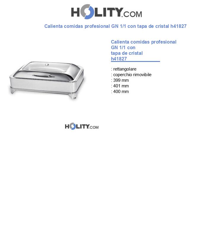Calienta comidas profesional GN 1/1 con tapa de cristal h41827