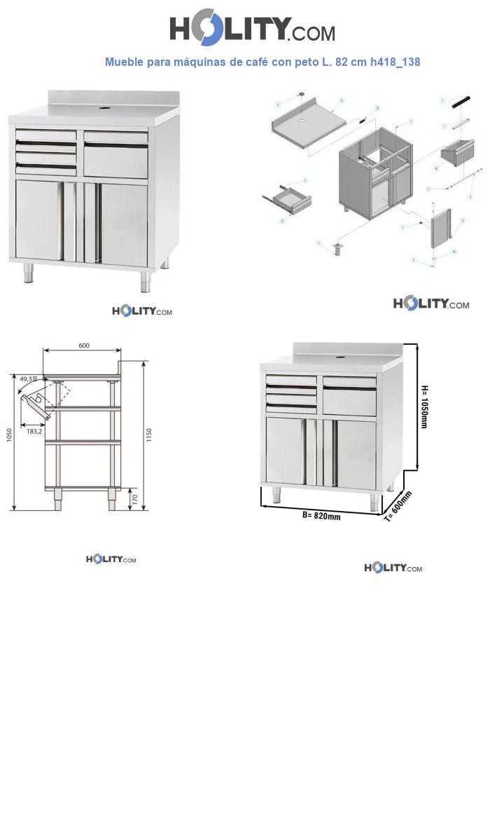 Mueble para máquinas de café con peto L. 82 cm h418_138