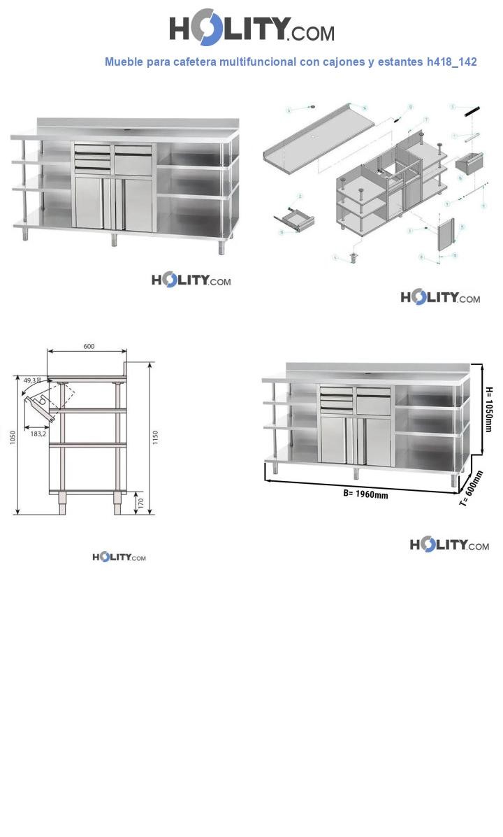 Mueble para cafetera multifuncional con cajones y estantes h418_142