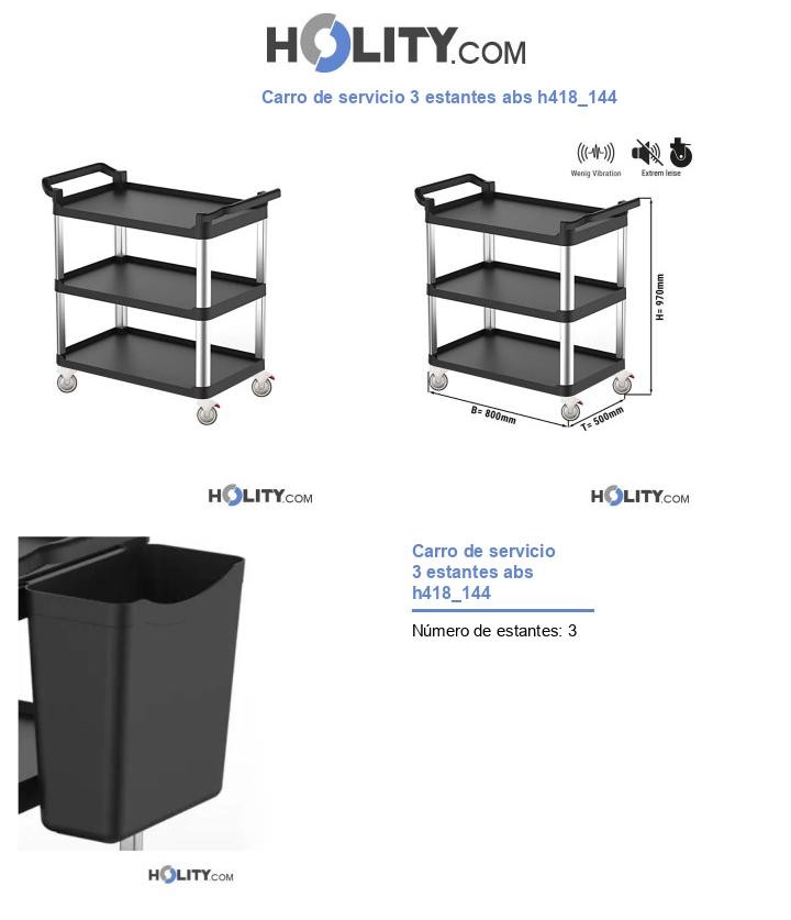 Carro de servicio 3 estantes abs h418_144