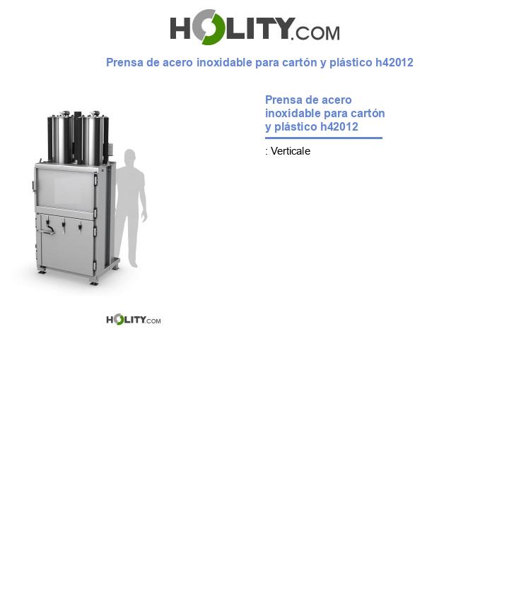 Prensa de acero inoxidable para cartón y plástico h42012