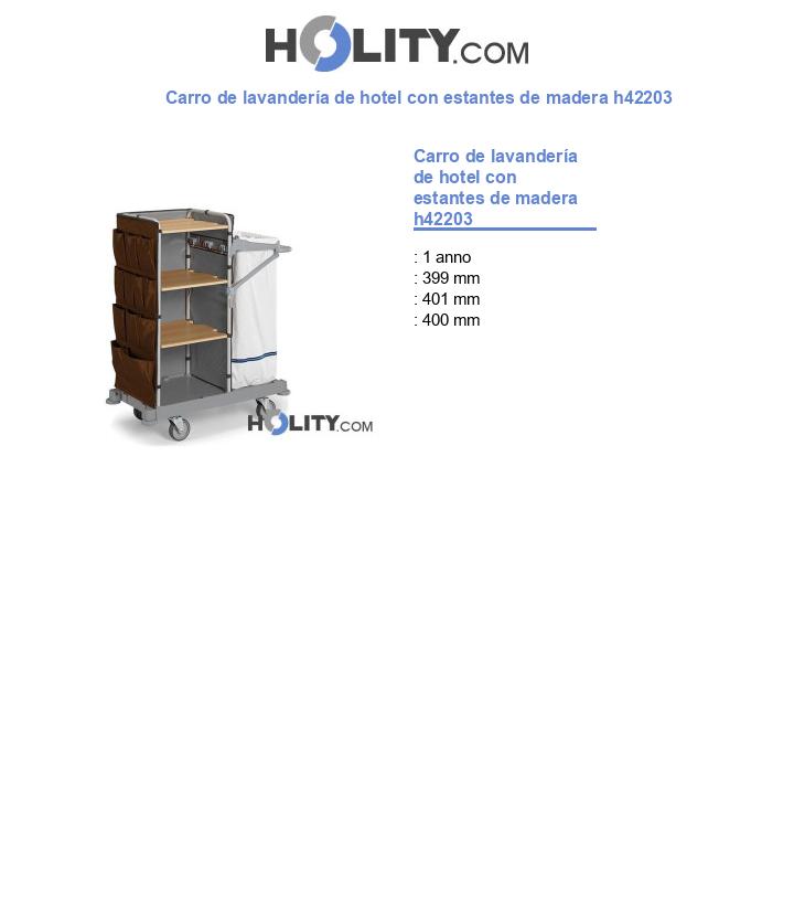 Carro de lavandería de hotel con estantes de madera h42203