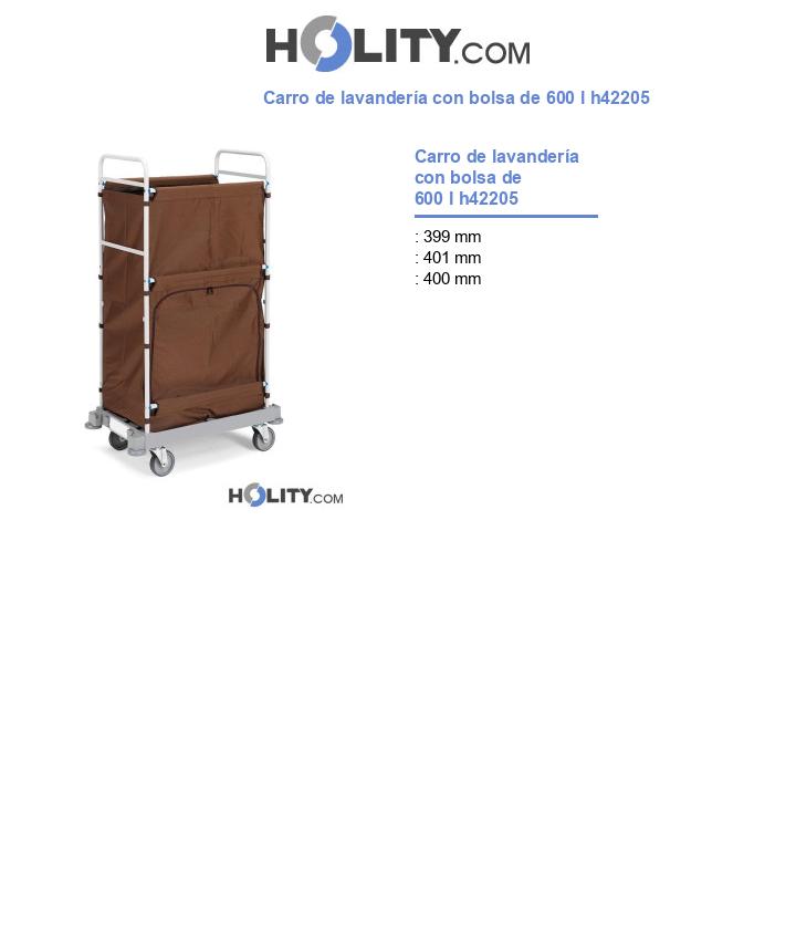 Carro de lavandería con bolsa de 600 l h42205