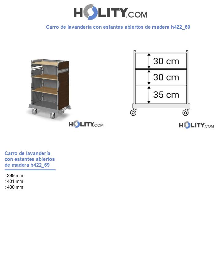 Carro de lavandería con estantes abiertos de madera h422_69