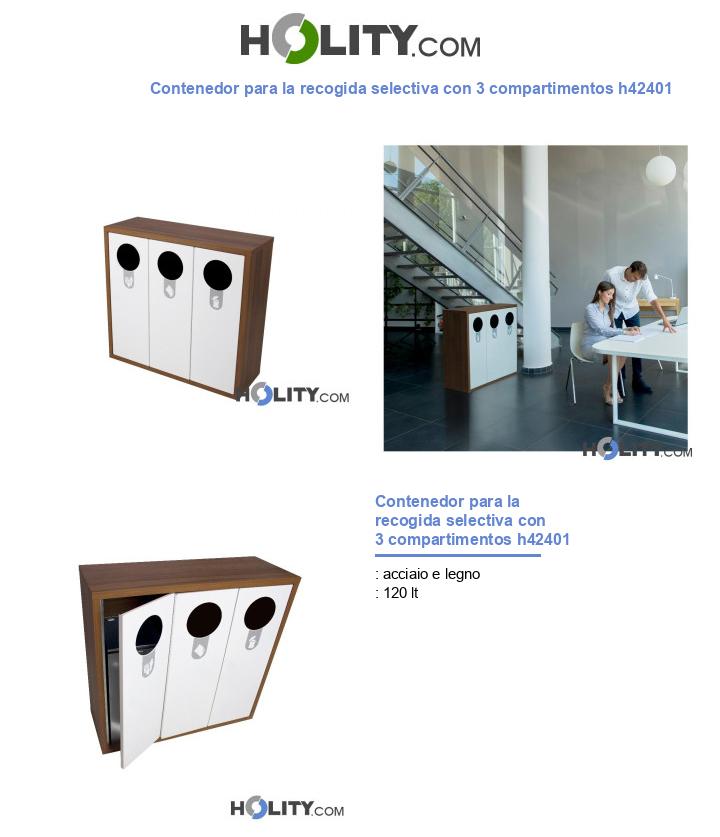 Contenedor para la recogida selectiva con 3 compartimentos h42401