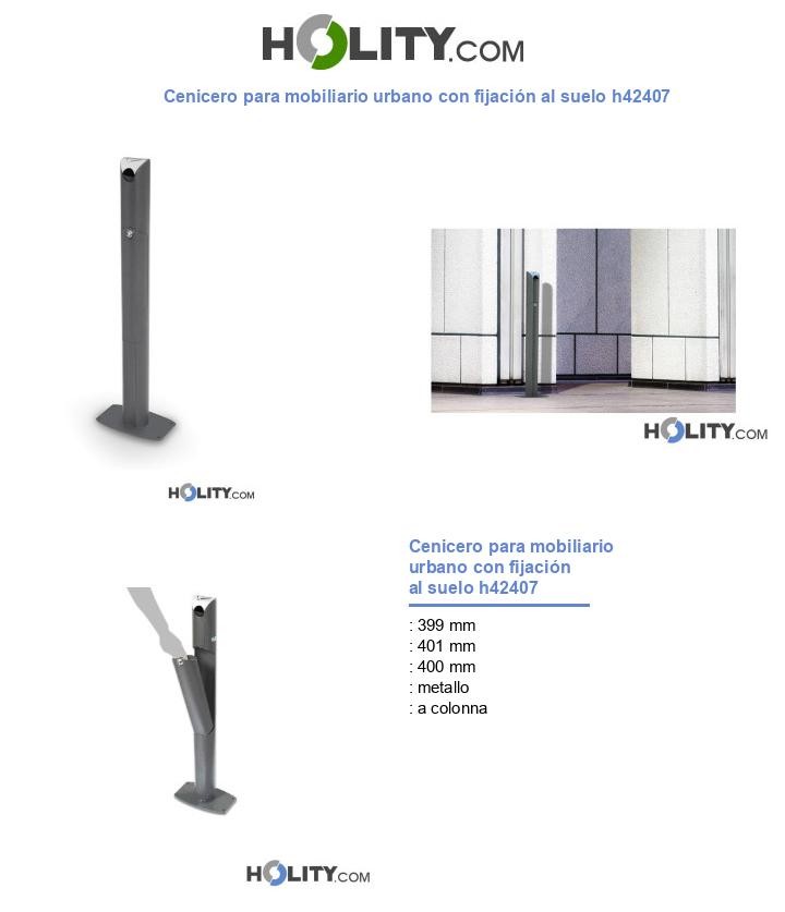 Cenicero para mobiliario urbano con fijación al suelo h42407