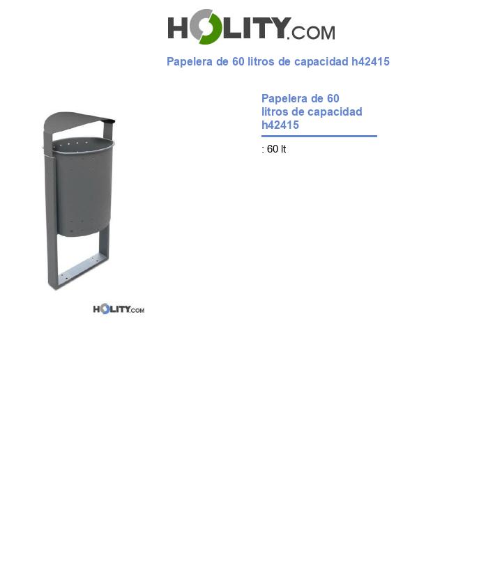 Papelera de 60 litros de capacidad h42415