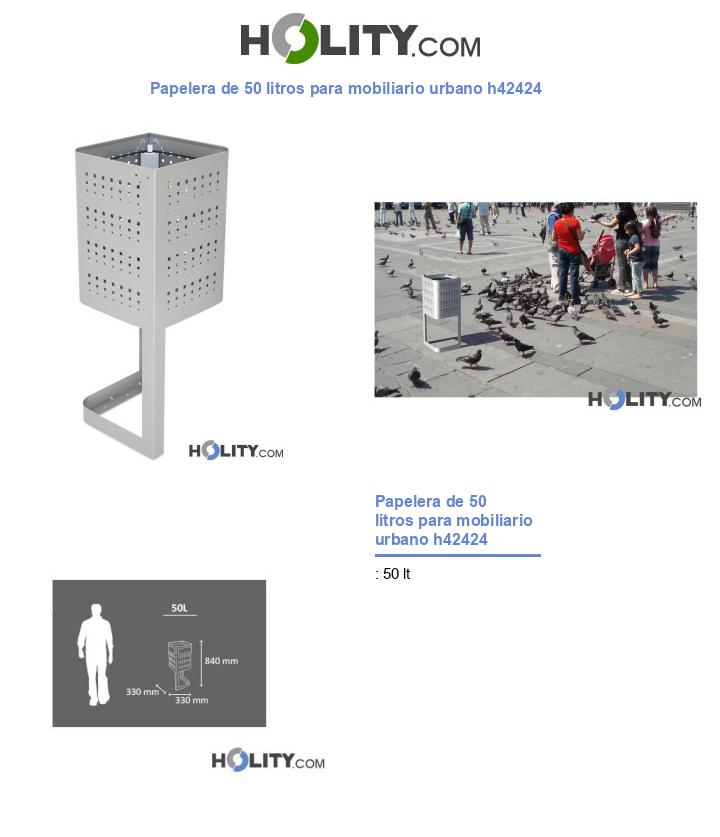 Papelera de 50 litros para mobiliario urbano h42424